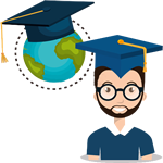 Graduate and globe image